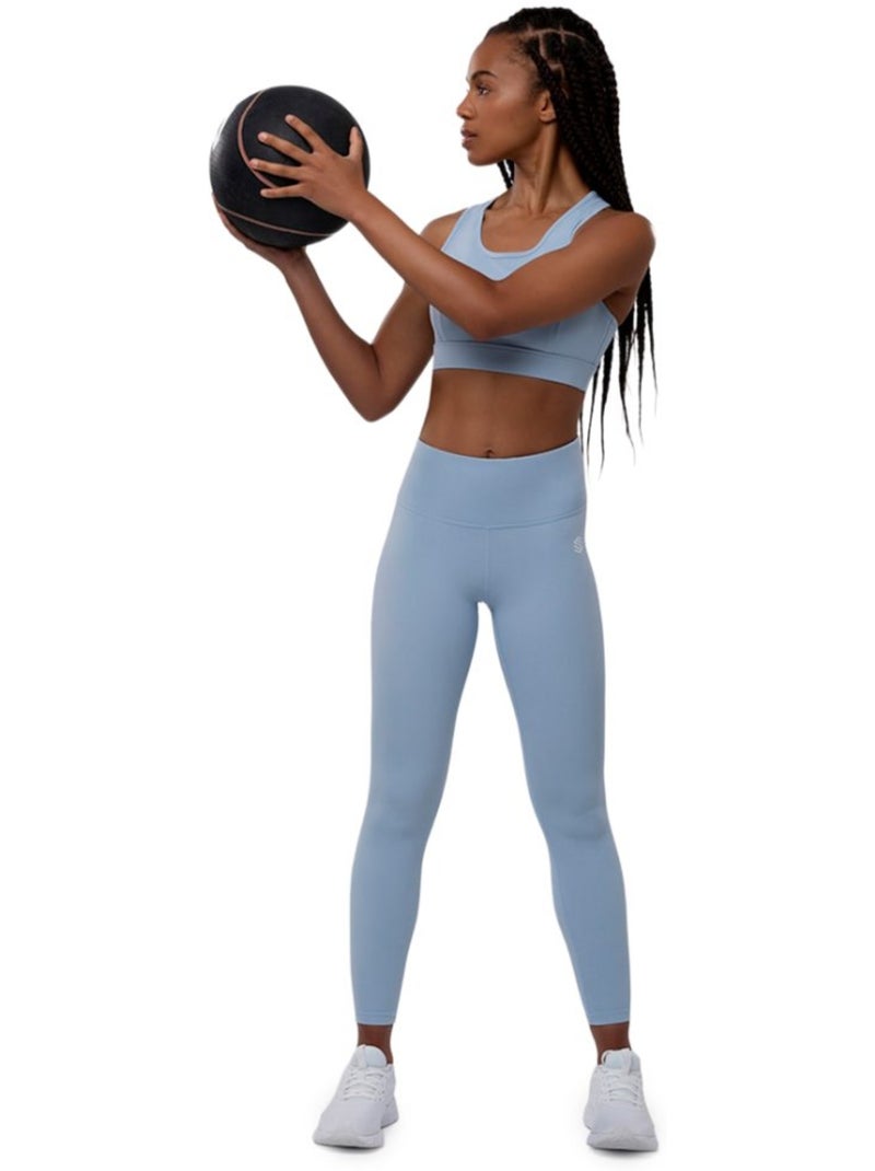 Mallas deportivas de talle medio fitness mujer shine Azul grisáceo - Kiabi