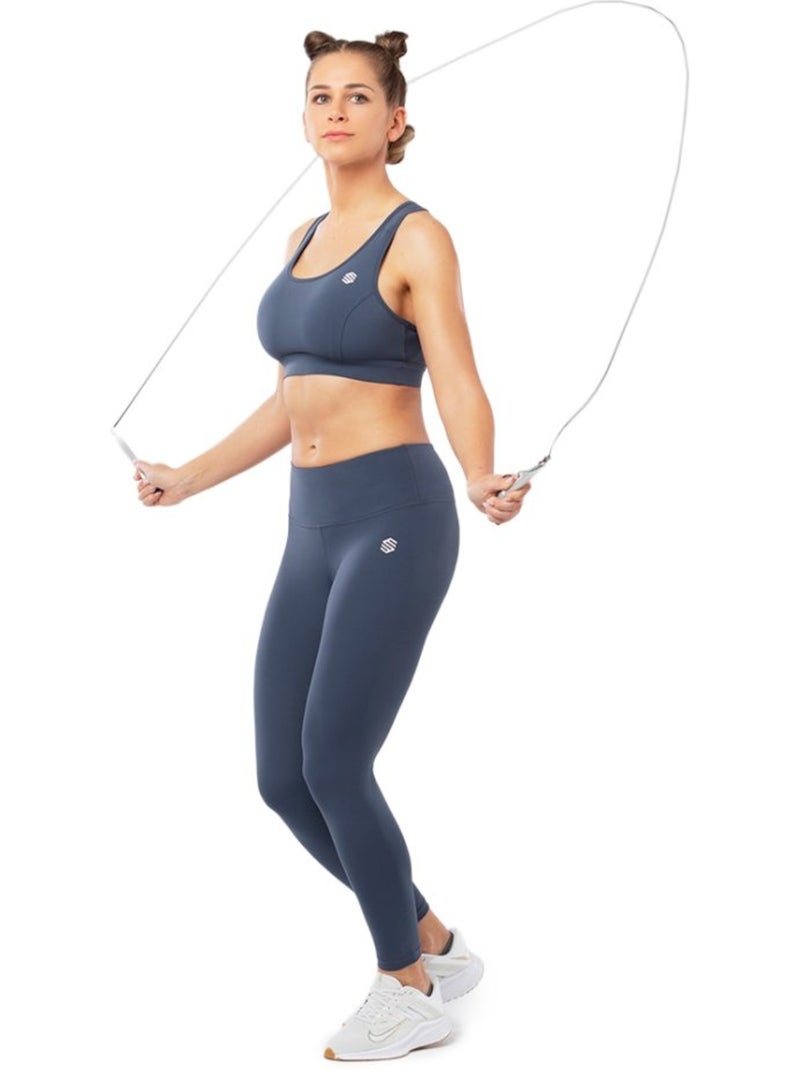 Mallas deportivas de talle medio fitness mujer striker Azul - Kiabi