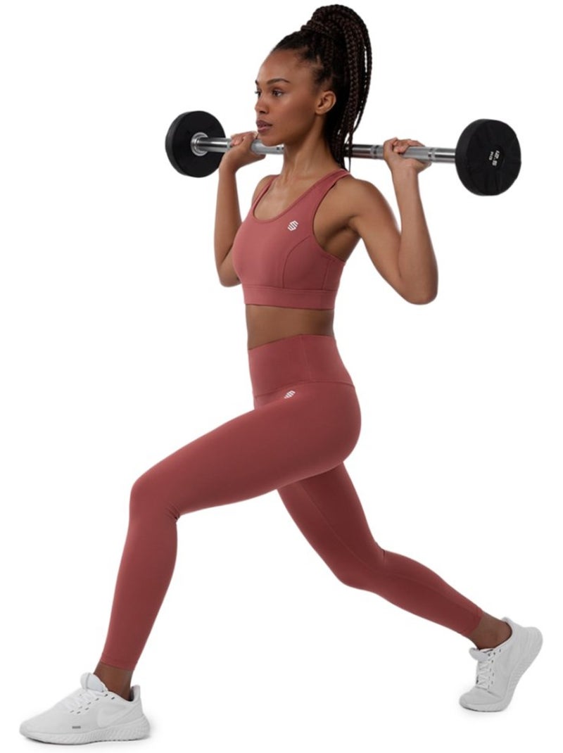 Mallas deportivas de talle medio fitness mujer success Terracota - Kiabi