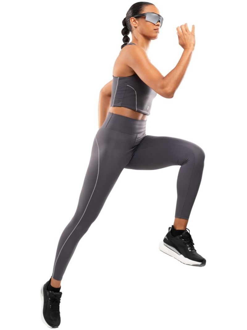 Mallas reflectantes largas running mujer fitness mujer lume dark gray Blanco Gris - Kiabi