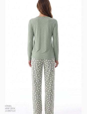 Mama conjunto de pijama de lunares y manga larga penti