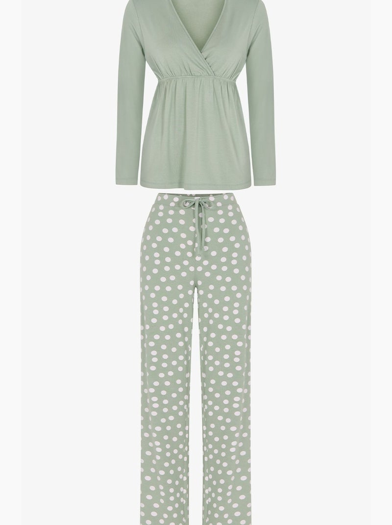 Mama conjunto de pijama de lunares y manga larga penti Verde menta - Kiabi