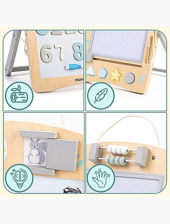 Mamabrum mini chevalet - pizarra educativa de madera 2 en 1 para niños