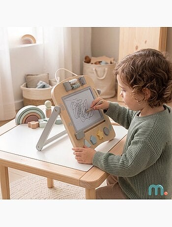Mamabrum mini chevalet - pizarra educativa de madera 2 en 1 para niños