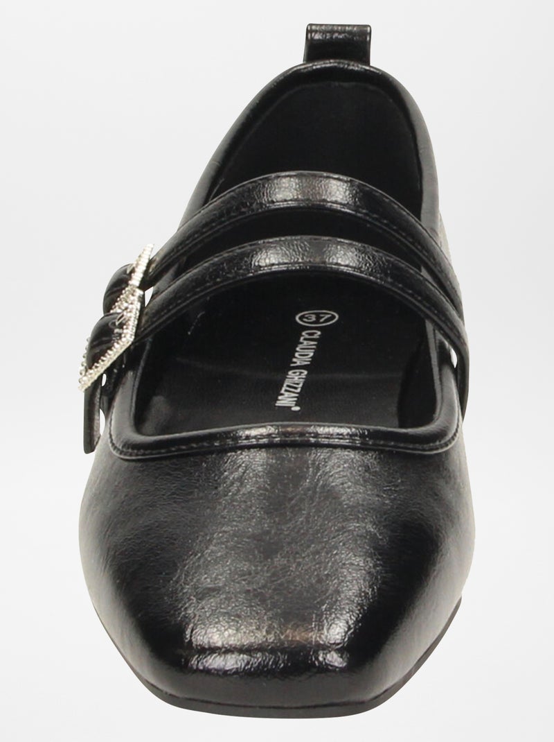 Manoletinas con hebilla doble y strass NEGRO - Kiabi