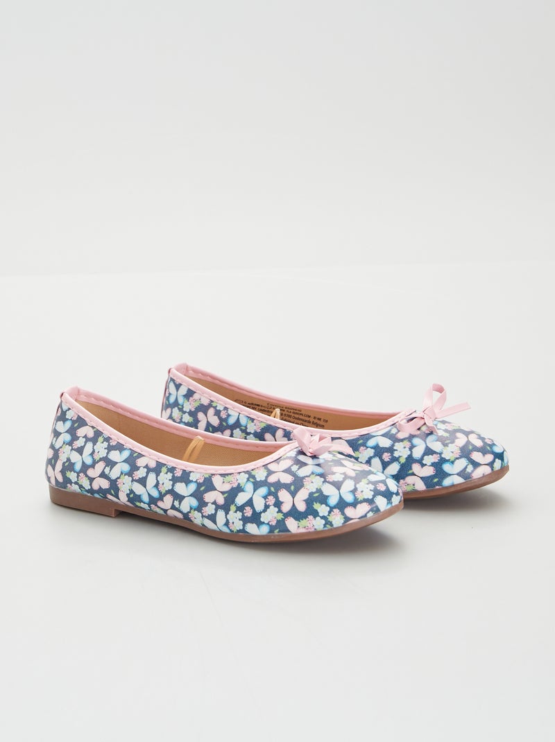 Manoletinas con motivo azul navy - Kiabi