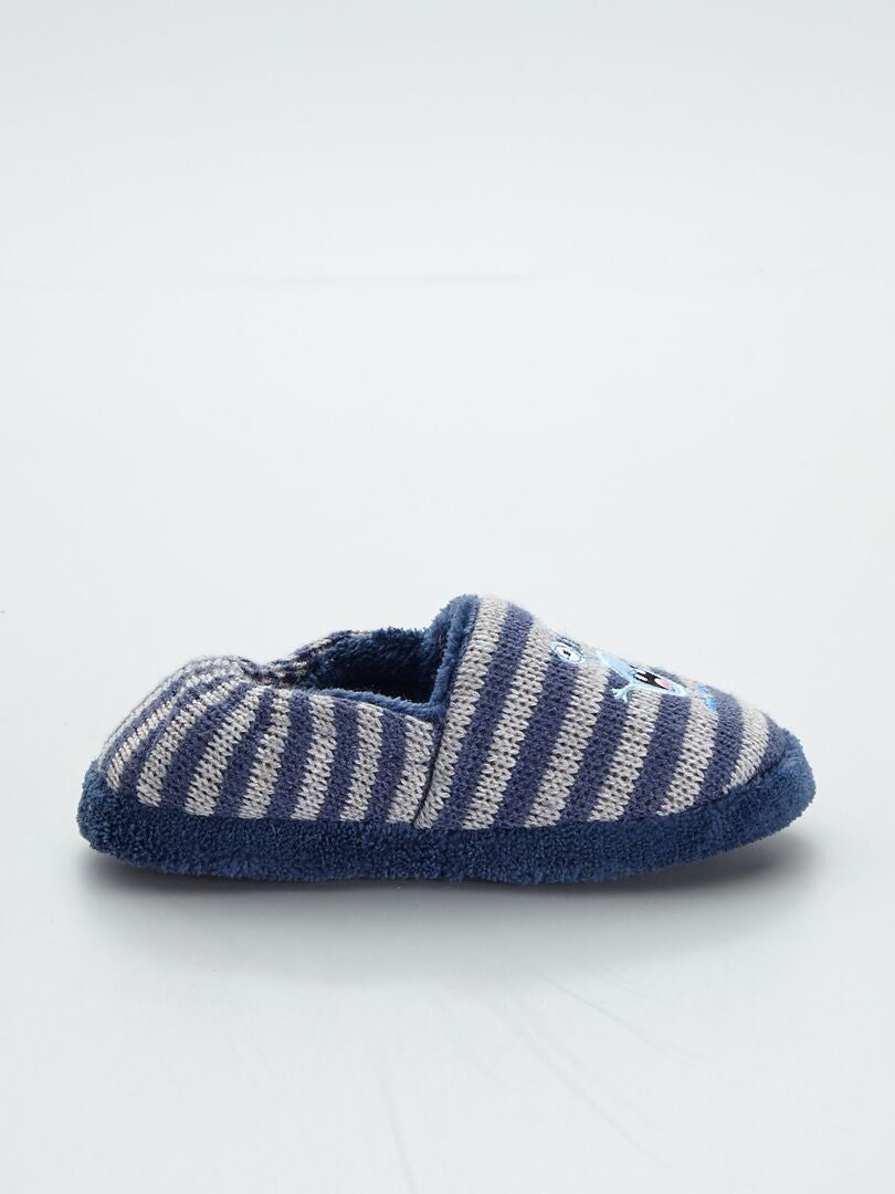 Manoletinas de casa a rayas con 'monstruo' azul - Kiabi