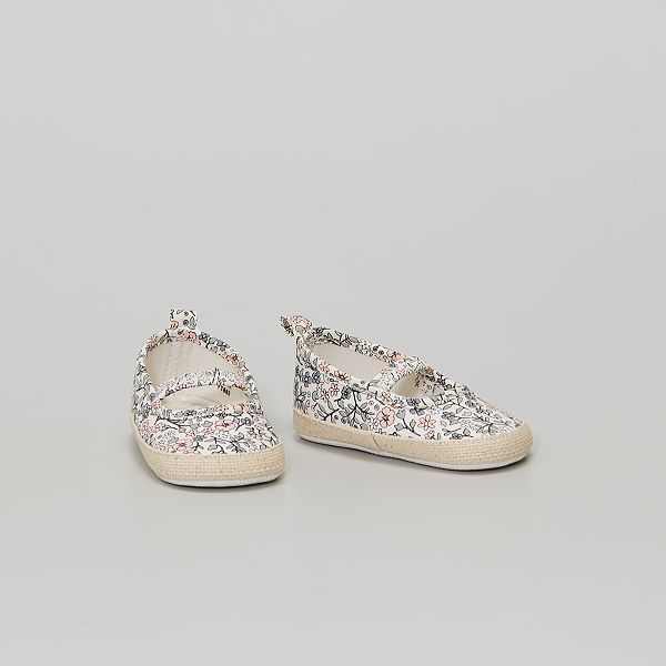 Manoletinas de tela a rayas bebé niña - BEIGE - Kiabi - 5,00€