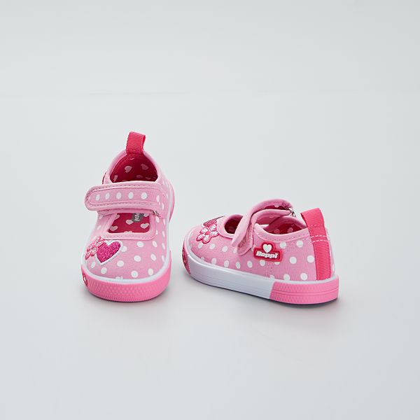 Manoletinas de tela con lunares bebé niña - fucsia - Kiabi - 13,00€