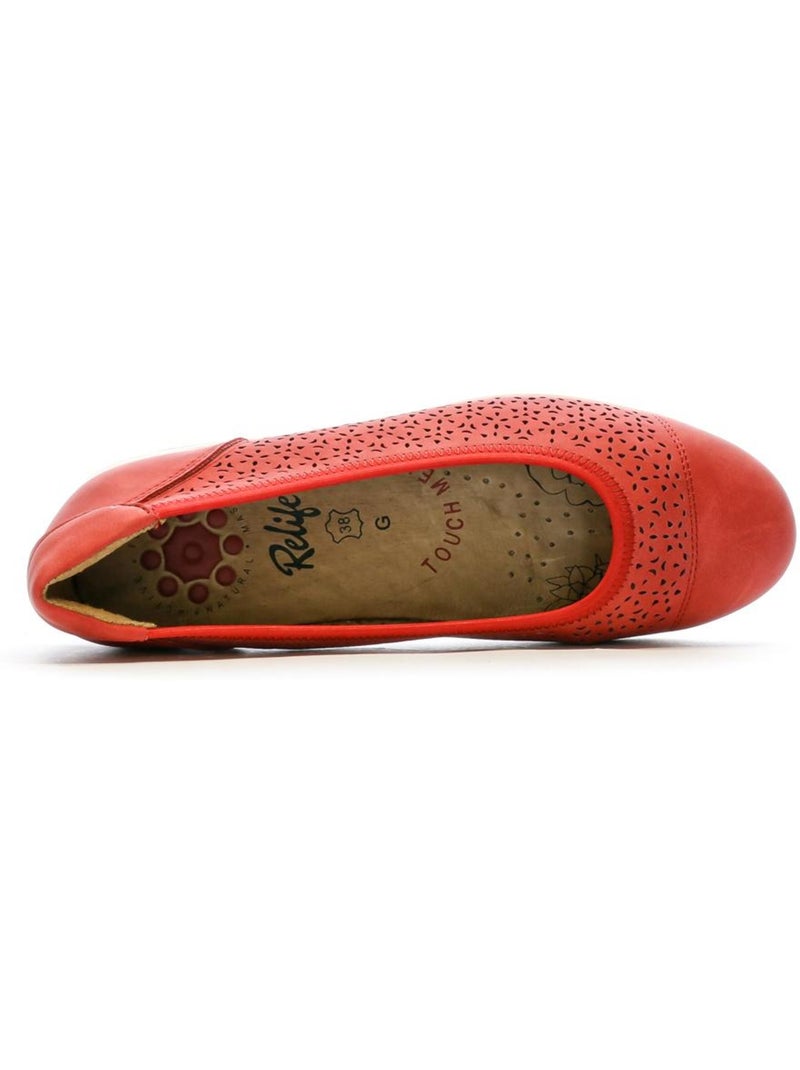 Manoletinas relife para mujer Rojo - Kiabi
