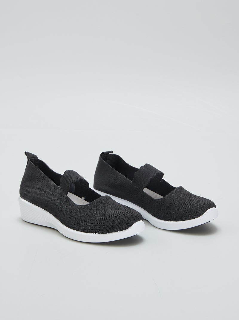 Manoletinas tipo zapatillas de malla NEGRO - Kiabi