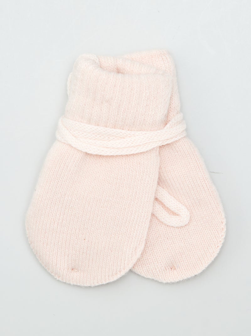 Manoplas de punto con tiras ROSA - Kiabi