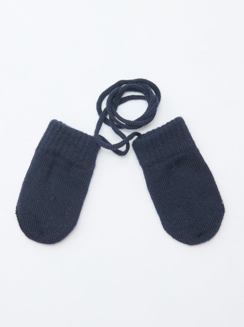 Manoplas polares de punto Azul - Kiabi