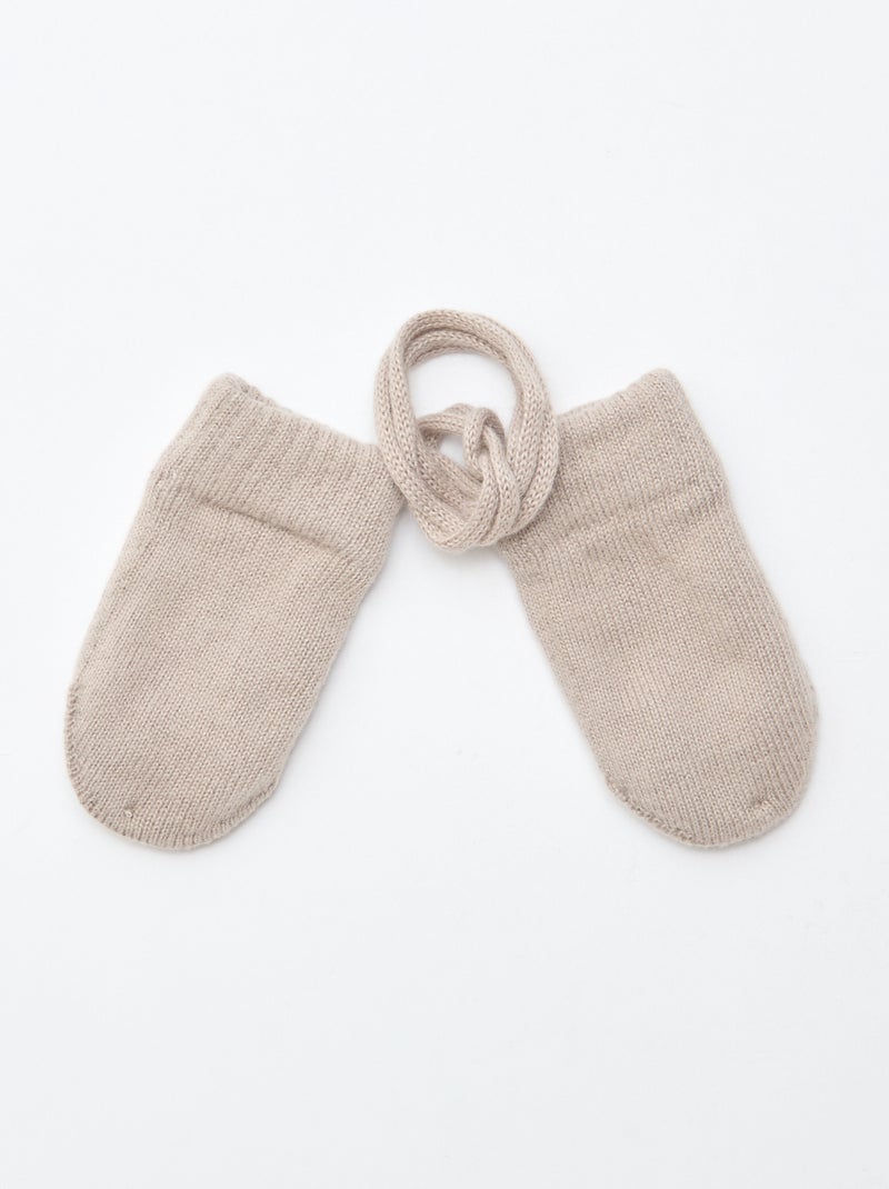 Manoplas polares de punto Beige - Kiabi