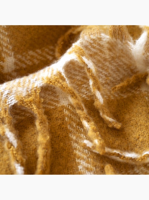 Manta a cuadros con aspecto de mohair y flecos - Kiabi