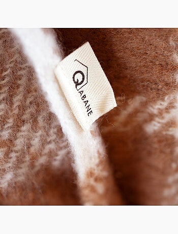 Manta a cuadros con aspecto de mohair y flecos