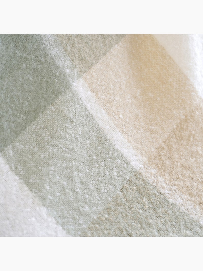 Manta a cuadros con aspecto de mohair y flecos Verde - Kiabi