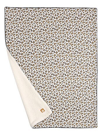 Manta bebé leopardo – Gasa de algodón y polar - SAUTHON