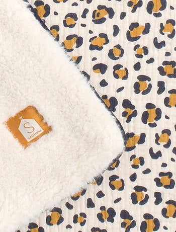 Manta bebé leopardo – Gasa de algodón y polar - SAUTHON