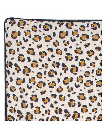 Manta bebé leopardo – Gasa de algodón y polar - SAUTHON