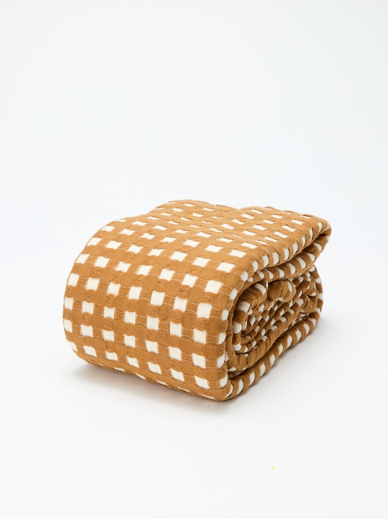 Manta bicolor con diseño gofrado (180 x 200 cm) Beige - Kiabi