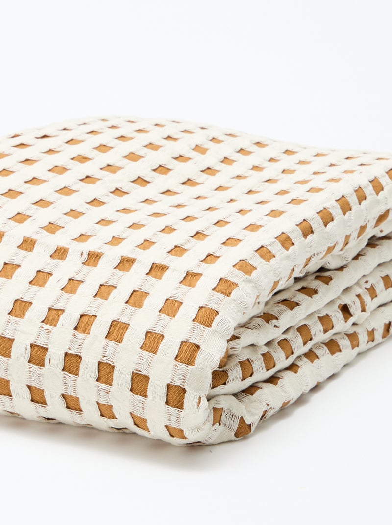 Manta bicolor con diseño gofrado (180 x 200 cm) Beige - Kiabi