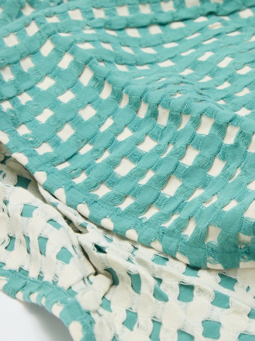 Manta bicolor con diseño gofrado (180 x 200 cm) - Kiabi