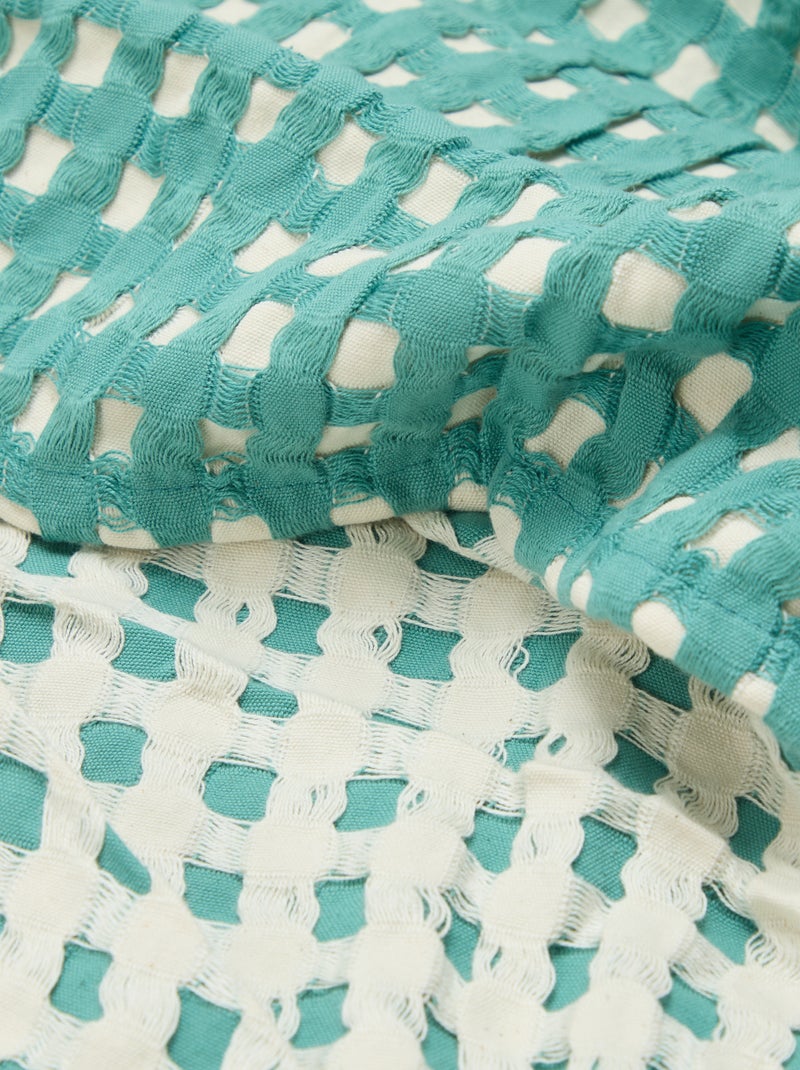 Manta bicolor con diseño gofrado (180 x 200 cm) Verde - Kiabi