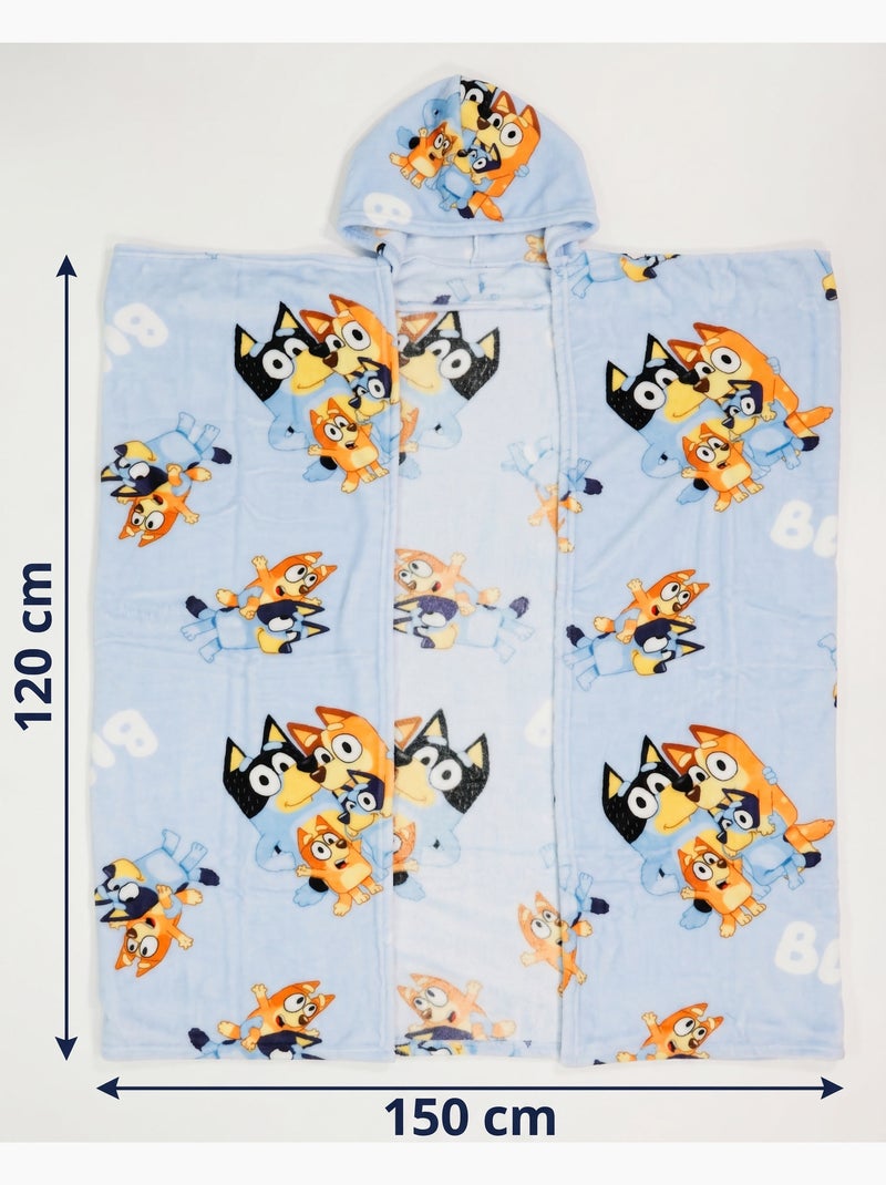 Manta con Capucha Franela Bluey & Bingo 120x150cm – All-Over – 100% Poliéster – Licencia Oficial Negro Negro Azul - Kiabi