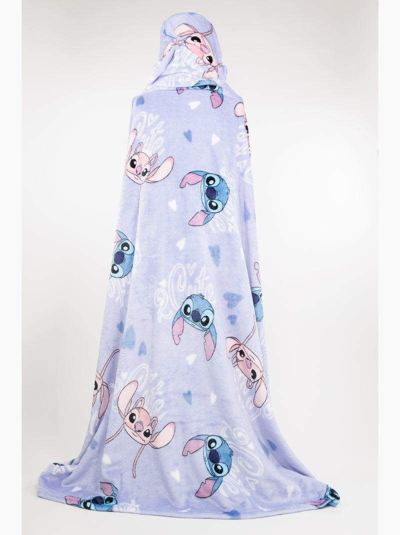Manta con Capucha Franela Disney Stitch & Angel 2 Cute 120x150cm – All-Over Azul – 100% Poliéster – Negro Malva - Kiabi