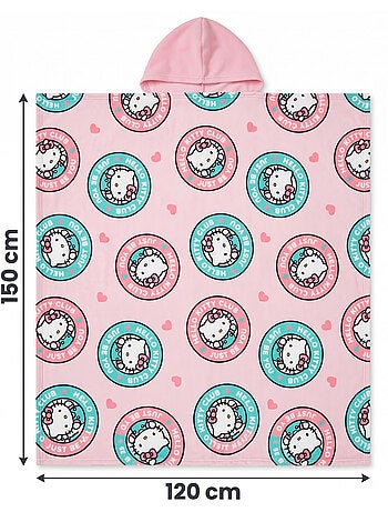 Manta con Capucha Franela Hello Kitty Club 120x150cm – Suave y Cálida – Licencia Oficial
