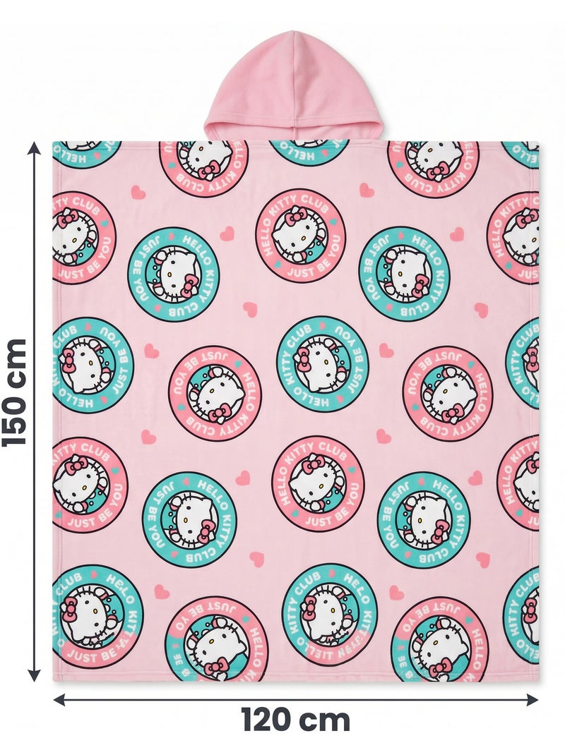 Manta con Capucha Franela Hello Kitty Club 120x150cm – Suave y Cálida – Licencia Oficial Beige/Rosa - Kiabi