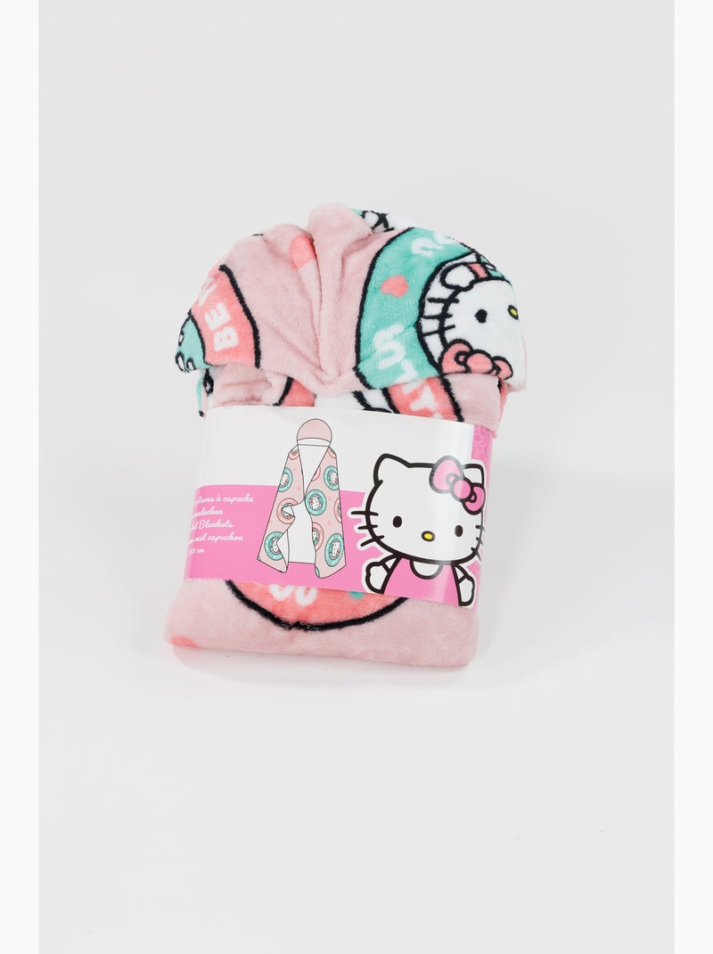 Manta con Capucha Franela Hello Kitty Club 120x150cm – Suave y Cálida – Licencia Oficial Beige/Rosa - Kiabi