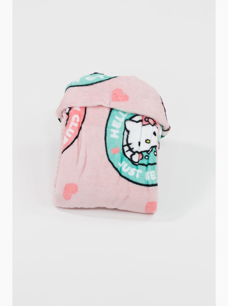 Manta con Capucha Franela Hello Kitty Club 120x150cm – Suave y Cálida – Licencia Oficial Beige/Rosa - Kiabi