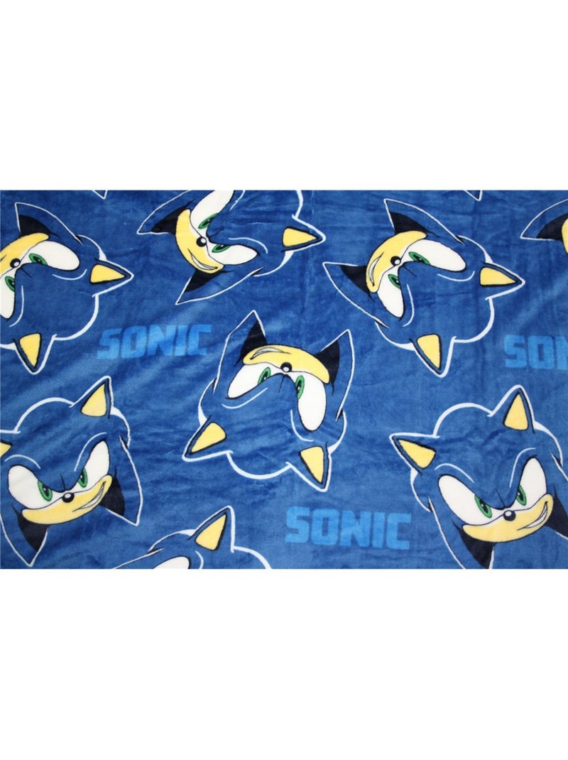 Manta con Capucha Franela Sonic the Hedgehog 120x150cm – Suave y Cálida – Licencia Oficial SEGA Negro Azul - Kiabi