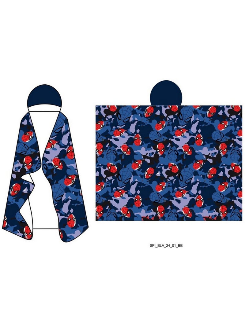 Manta con Capucha Franela Spider-Man Marvel 120x150cm – All-Over Camo – Licencia Oficial Marvel Negro Azul - Kiabi