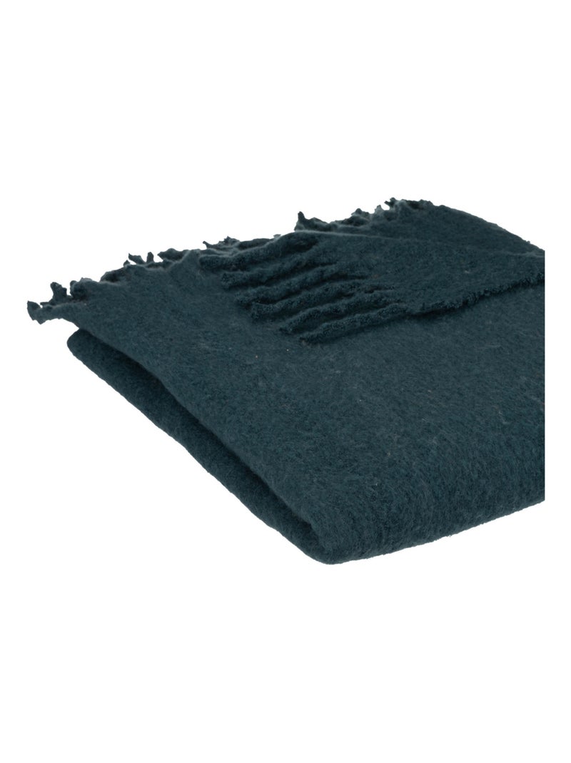 Manta con efecto de mohair Azul petróleo - Kiabi
