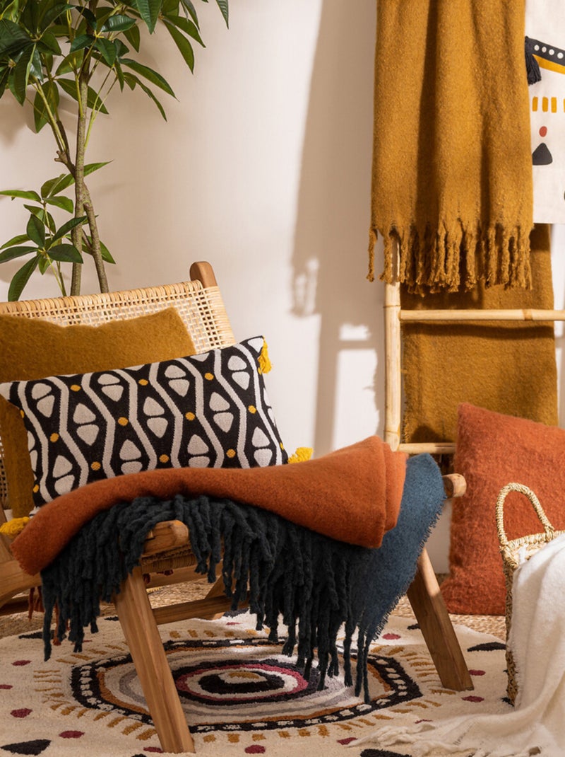 Manta con efecto de mohair Azul petróleo - Kiabi