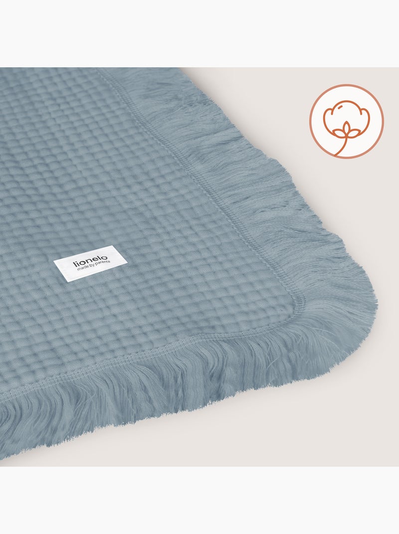 Manta de algodón - LIONELO - 70 x 100 cm - 100 % algodón - 280 g/m² Azul - Kiabi