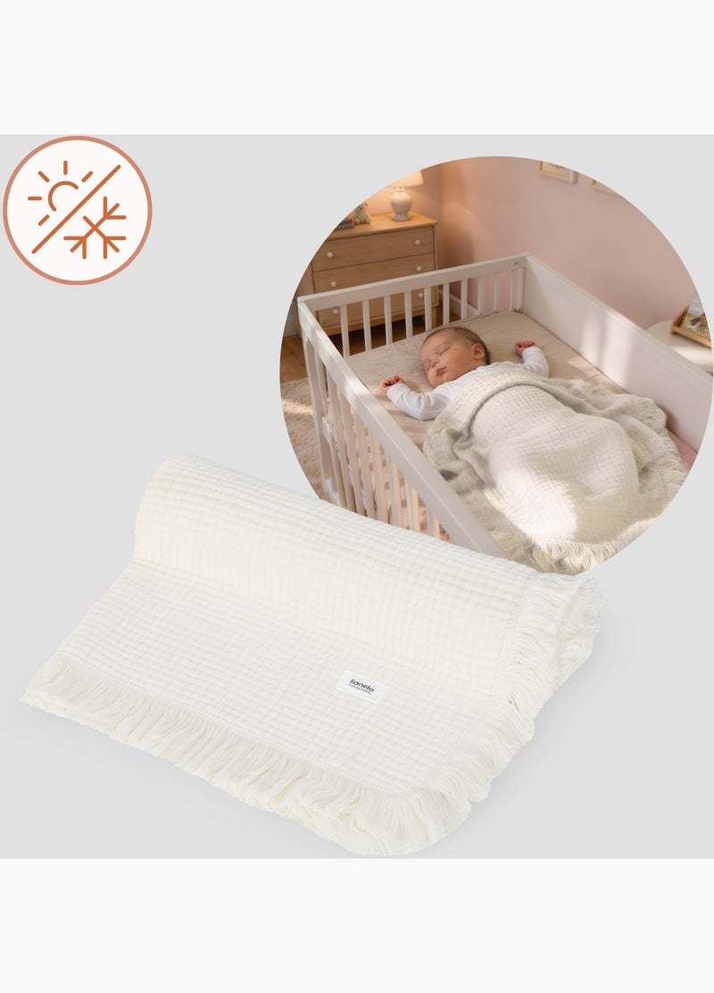 Manta de algodón - LIONELO - 70 x 100 cm - 100 % algodón - 280 g/m² Beige - Kiabi