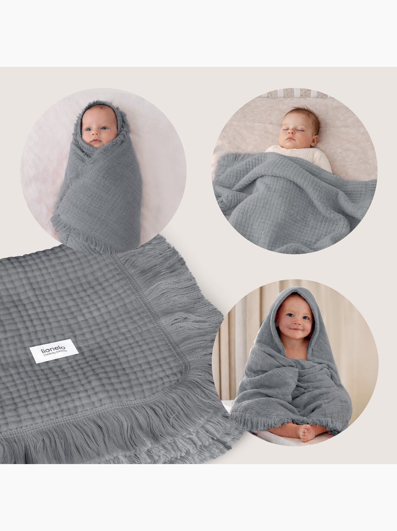 Manta de algodón - LIONELO - 70 x 100 cm - 100 % algodón - 280 g/m² Gris - Kiabi