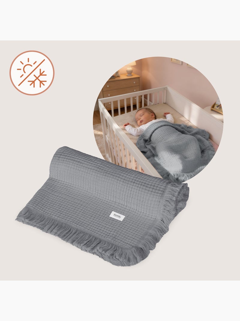 Manta de algodón - LIONELO - 70 x 100 cm - 100 % algodón - 280 g/m² Gris - Kiabi
