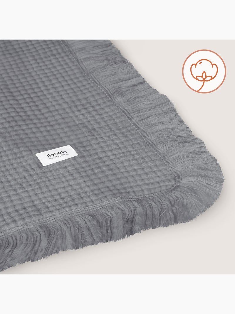 Manta de algodón - LIONELO - 70 x 100 cm - 100 % algodón - 280 g/m² Gris - Kiabi