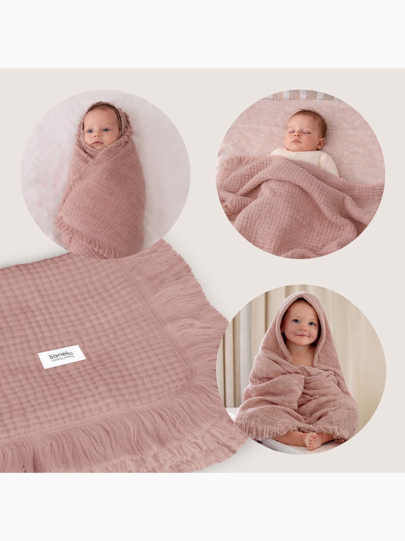 Manta de algodón - LIONELO - 70 x 100 cm - 100 % algodón - 280 g/m² Rosa - Kiabi