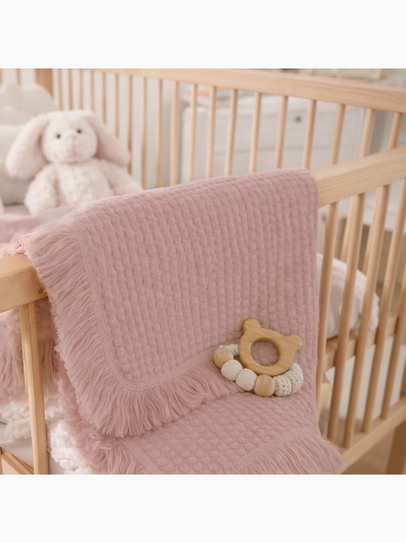 Manta de algodón - LIONELO - 70 x 100 cm - 100 % algodón - 280 g/m² Rosa - Kiabi
