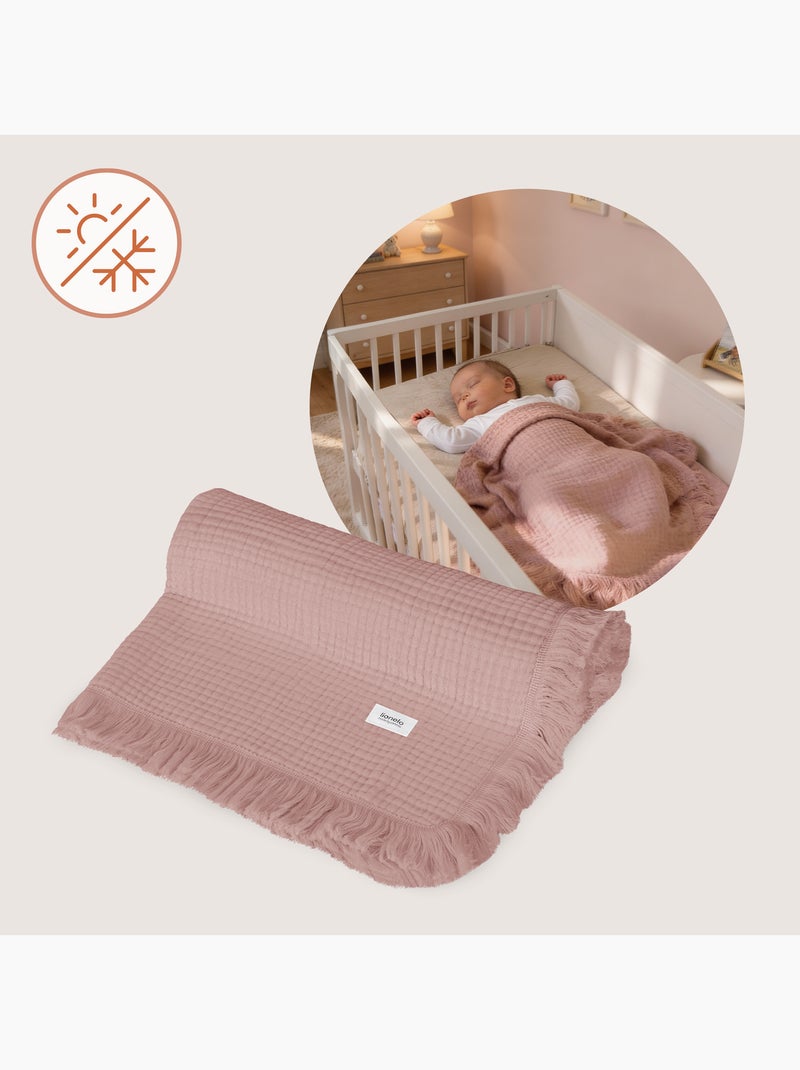 Manta de algodón - LIONELO - 70 x 100 cm - 100 % algodón - 280 g/m² Rosa - Kiabi