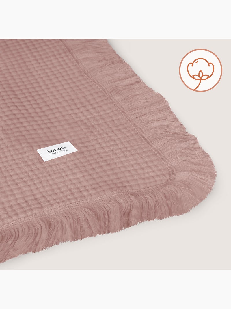 Manta de algodón - LIONELO - 70 x 100 cm - 100 % algodón - 280 g/m² Rosa - Kiabi