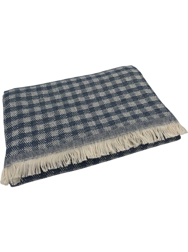 Manta de algodón jacquard de cuadros vichy Azul - Kiabi