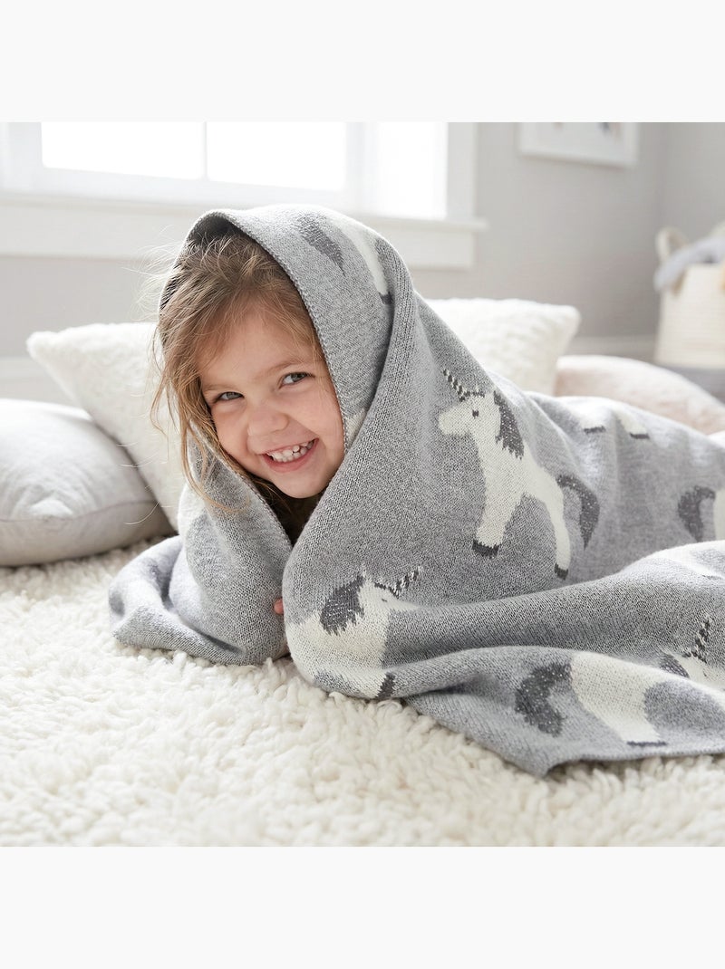 Manta de algodón orgánico gots, unicornio | SEVIRA KIDS Gris - Kiabi