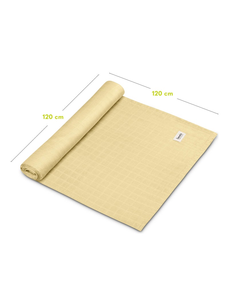 Manta de bambú para bebé 120x120 cm - LIONELO - 100% algodón - Hipoalergénica Amarillo - Kiabi